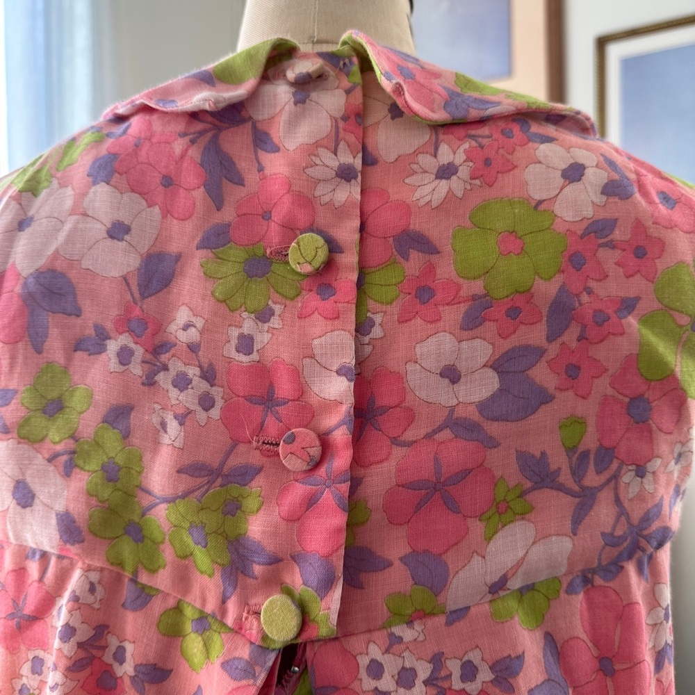 Vintage Handmade 1960s Babydoll Floral Mini Tent Dress- size S - Picture 8 of 9